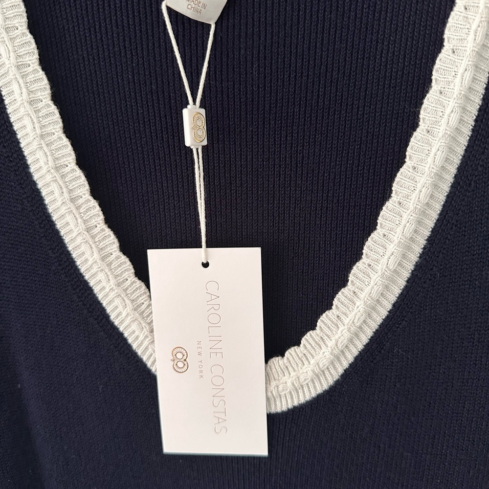 Caroline Constas Navy and White Midi Dress - Picture 2 of 6